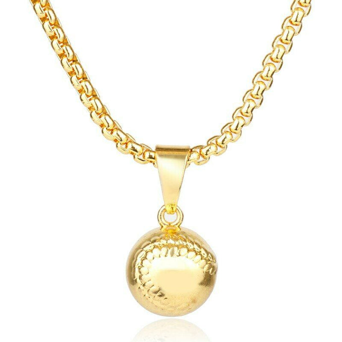 Solid Gold Pendant Baseball Charm with High Polished Finished SP46 - Royal Dubai Jewellers