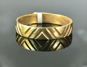 22k Ring Solid Gold ELEGANT Charm Men V Cross Band SIZE 11 "RESIZABLE" r2333 - Royal Dubai Jewellers