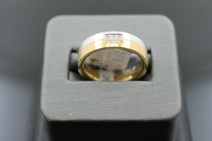 18k Solid Gold Elegant Ladies Modern Zirconia Shiny Finish Band Ring R9431m - Royal Dubai Jewellers