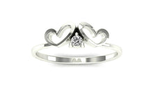 18k Ring Solid White Gold Ladies Jewelry Elegant Simple Double Heart Band CGR78W - Royal Dubai Jewellers