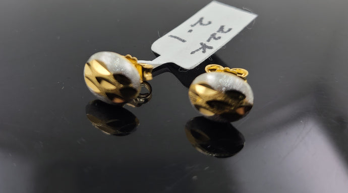22K Solid Gold Two Tone Studs E21383 - Royal Dubai Jewellers