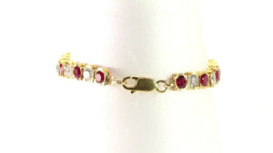 22k Bracelet Solid Gold Simple Classic Two color Stone Design b4110 - Royal Dubai Jewellers