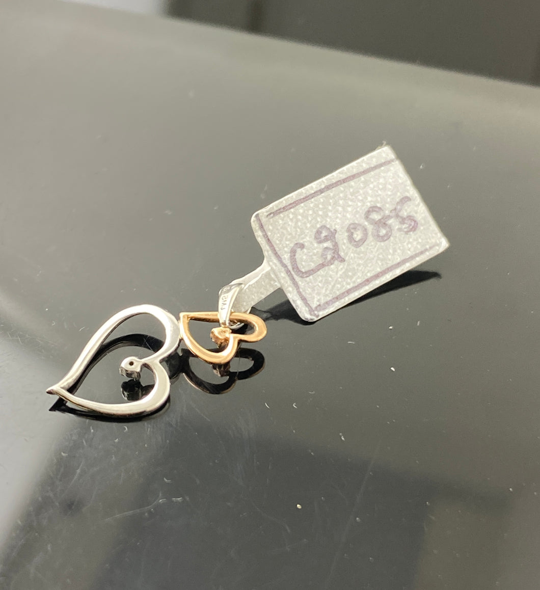 10k Solid Gold Simple Double Heart Pendant c2085 - Royal Dubai Jewellers