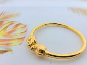 22k Solid Gold Elegant Elephant Head Bangle B8083 - Royal Dubai Jewellers