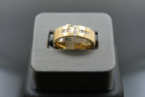 18k Solid Gold Elegant Ladies Modern Zirconia Shiny Finish Band Ring R9474m - Royal Dubai Jewellers