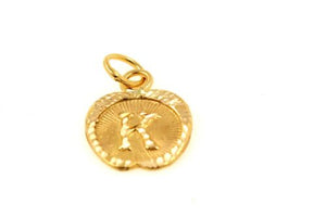 22k 22ct Solid Gold Charm Letter K Pendant Apple Design p1204 ns - Royal Dubai Jewellers
