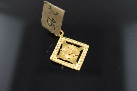 22k Pendant Solid Gold Simple Diamond Shape Letter M Classic Design P397 - Royal Dubai Jewellers
