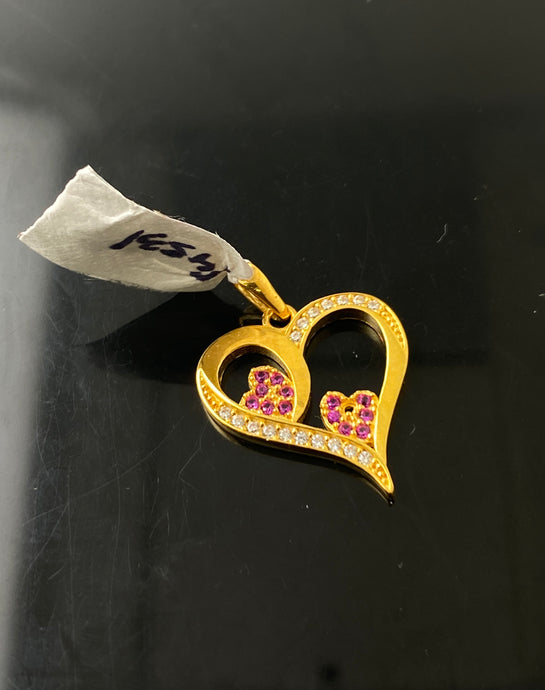 22K Solid Gold Heart Pendant p4531z - Royal Dubai Jewellers
