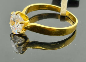 22k Ring Solid Gold ELEGANT Simple Solitaire Design Ladies Band r2107z - Royal Dubai Jewellers