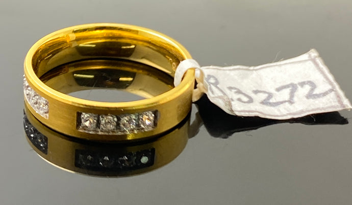 22k Solid Gold Unisex Designer Zircon Couple Band Ring R3272 - Royal Dubai Jewellers