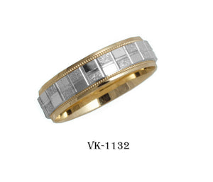 14k Solid Gold Elegant Ladies Modern Machine Finish Flat Band 6MM Ring VK1132v - Royal Dubai Jewellers