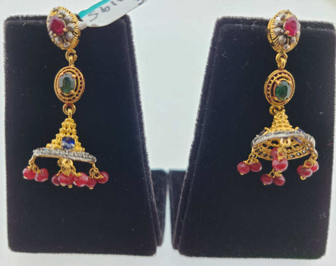 22K Solid Gold Zircon Studs E22195 - Royal Dubai Jewellers