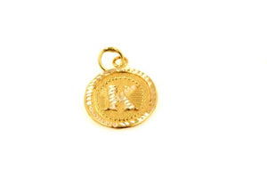 22k 22ct Solid Gold Charm Letter K Pendant Oval Design p1477 ns - Royal Dubai Jewellers