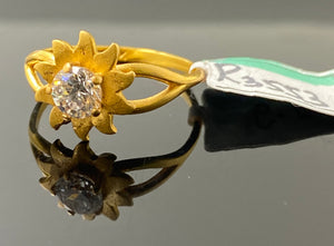 22K solid Gold Ladies Designer Floral Solitaire Ring R3553 - Royal Dubai Jewellers