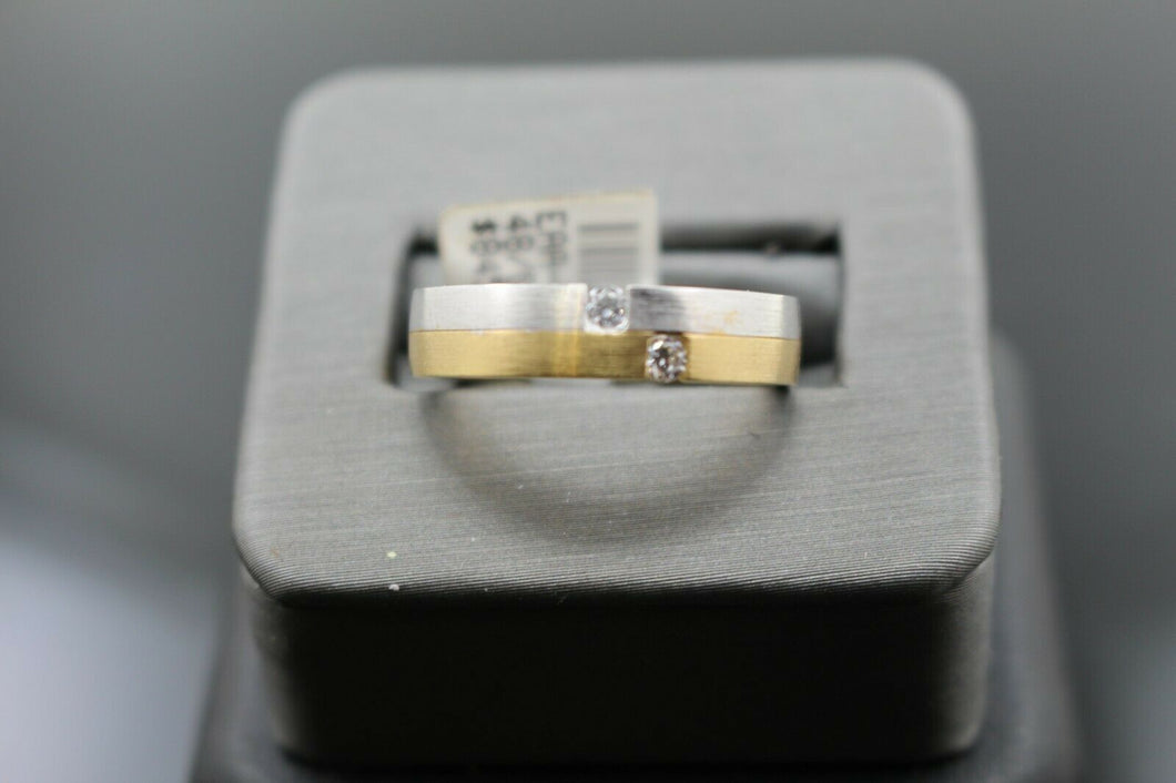 18k Solid Gold Elegant Ladies Modern Zirconia Shiny Finish Band Ring R9442m - Royal Dubai Jewellers