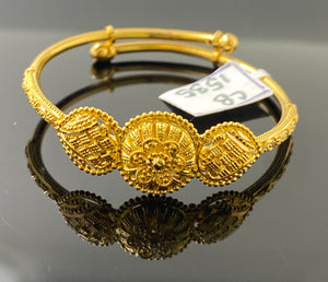 22k Solid Gold kids Designer Adjustable Traditional Floral Filigree Bangle CB1535 - Royal Dubai Jewellers