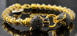 22k Bangle Solid Gold Elegant Charm Unique Exotic Panther Design br5168z - Royal Dubai Jewellers