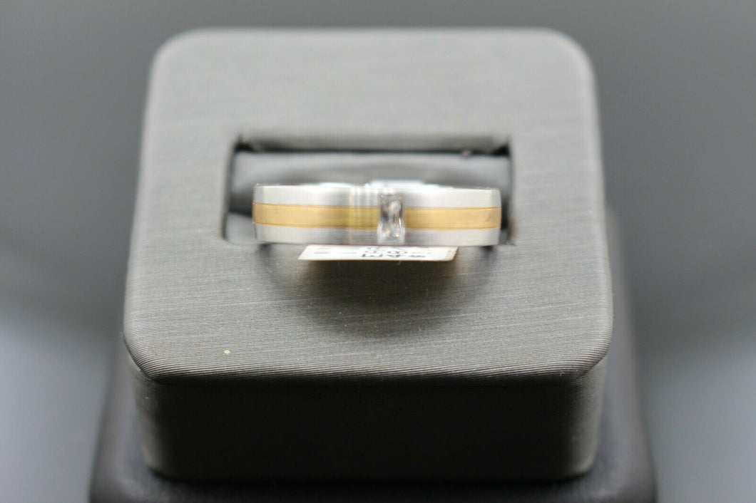 18k Solid Gold Elegant Ladies Modern Zirconia Shiny Finish Band Ring R9430m - Royal Dubai Jewellers