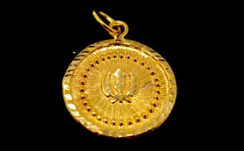 22k Pendant Solid Gold SIKH RELIGIOUS KHANDA ONKAR Pendant Diamond Cut p982 ns - Royal Dubai Jewellers