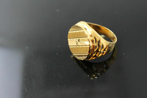 22k Ring Solid Gold ELEGANT Charm Mens Diamond Cut Ring SIZE 10 "RESIZABLE" mf - Royal Dubai Jewellers