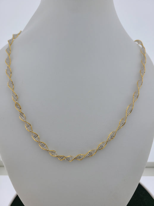 22K Solid Gold Two Tone Spiral Pattern Chain C4973 - Royal Dubai Jewellers