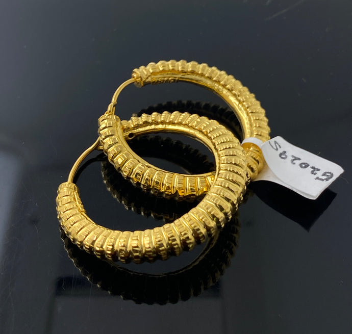 22K Solid Gold Designer Hoops E20295 - Royal Dubai Jewellers