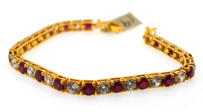 22k Bracelet Solid Gold Ladies Jewelry Two Tone Stone Encrusted Design b4018 - Royal Dubai Jewellers