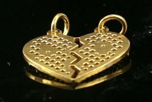 22k Pendant Solid Gold ELEGANT Simple Joint Heart Diamond Cut Pendant P1527 - Royal Dubai Jewellers