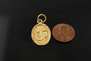 22k 22ct Solid Gold Hindu RELIGIOUS OM Pendant Charm Locket Diamond Cut p984 ns - Royal Dubai Jewellers