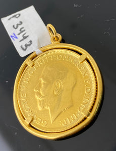 21K Solid Gold Coin Pendant P3443z - Royal Dubai Jewellers