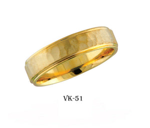 18k Solid Gold Elegant Ladies Modern Hammer Finish Flat Band 6MM Ring VK51v - Royal Dubai Jewellers