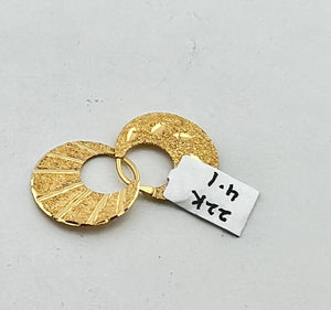 22K Solid Gold Diamond Cut Men's Earrings E20609 - Royal Dubai Jewellers