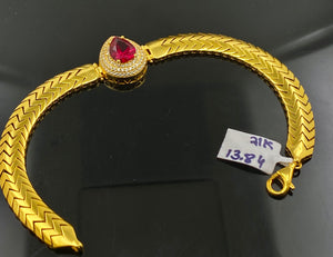21K Solid Gold Chain Bracelet With Stones BR6012 - Royal Dubai Jewellers