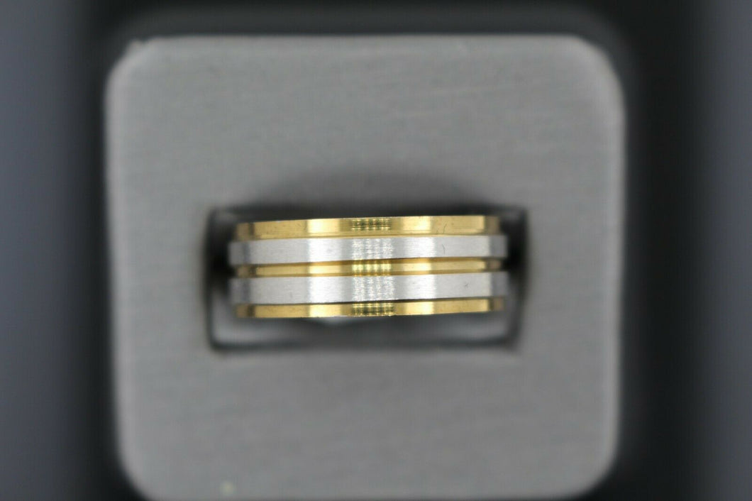 18k Solid Gold Elegant Ladies Modern Shiny Disc Finish Band Ring R9013m - Royal Dubai Jewellers