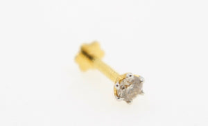 Authentic 18K Yellow Gold Charm Nose Pin Stud Diamond VS2 n303 - Royal Dubai Jewellers