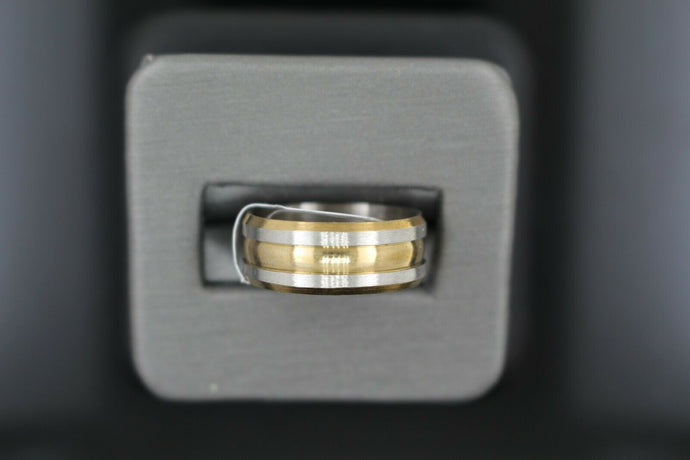 18k Solid Gold Elegant Ladies Modern Sandstone Shiny Finish Band Ring R9123m - Royal Dubai Jewellers