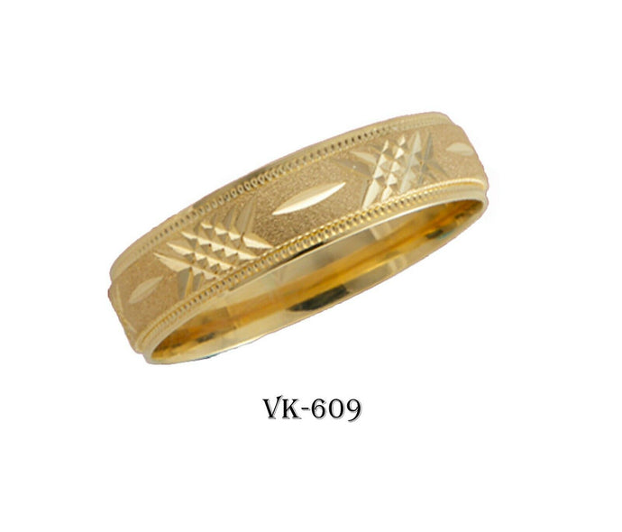 14k Solid Gold Elegant Ladies Modern Machine Finish Flat Band 5mm Ring VK609v(Y) - Royal Dubai Jewellers