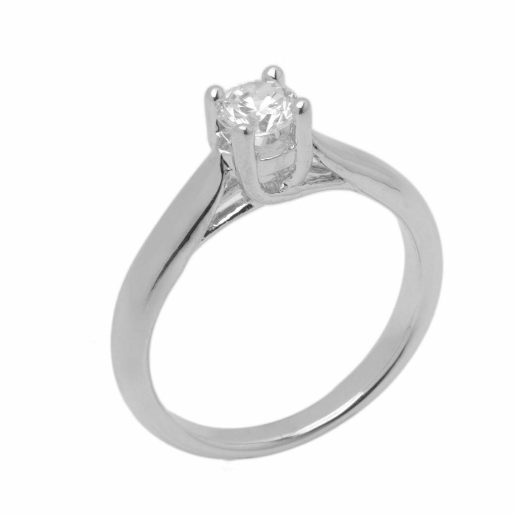 14k Solid Gold Elegant ladies Modern Tapered Round Solitaire Ring D2059v - Royal Dubai Jewellers