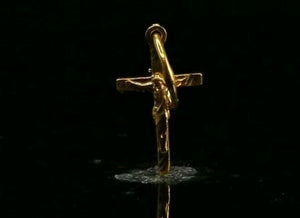 22k Pendant Solid Gold ELEGANT Simple Diamond Cut Jesus Cross Pendant P2195 mon - Royal Dubai Jewellers
