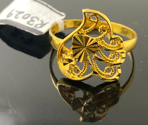 22k Solid Gold Simple Ladies Filigree Heart Ring r3029 - Royal Dubai Jewellers