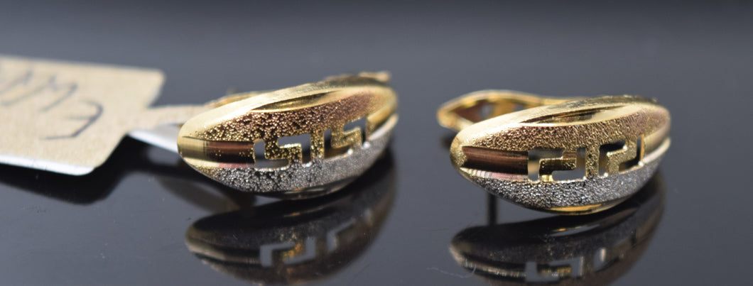 18k Earring Solid Gold Simple Clip On Design E6666 - Royal Dubai Jewellers
