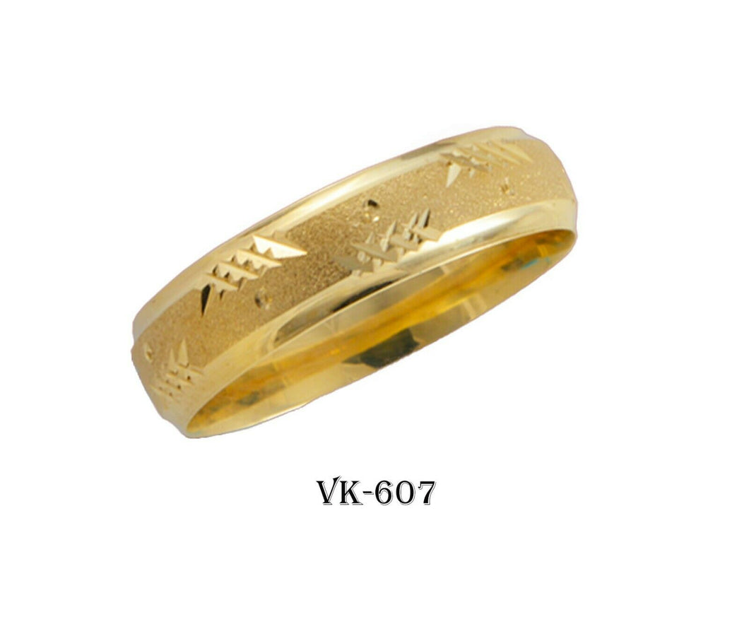 18k Solid Gold Elegant Ladies Modern Sandstone Flat Band 5mm Ring VK607v(Y) - Royal Dubai Jewellers