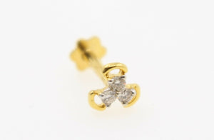 Authentic 18K Yellow Gold Charm Nose Pin Stud Diamond VS2 n311 - Royal Dubai Jewellers