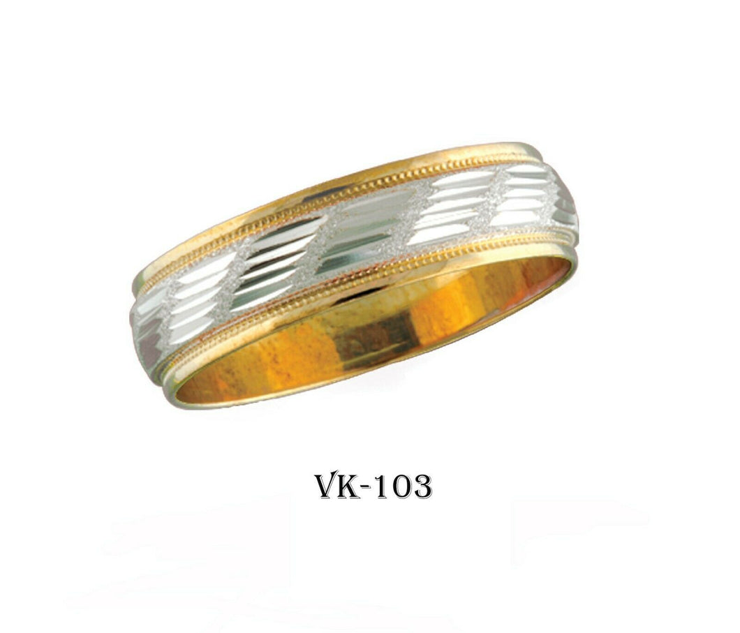 14k Solid Gold Elegant Ladies Modern Machine Finish Flat Band 6MM Ring VK103v - Royal Dubai Jewellers