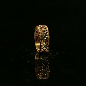 22k Ring Solid Gold Elegant Charm Ladies Pattern Cut Ring Size R2061 mon - Royal Dubai Jewellers
