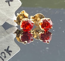 10k Earrings Solid Gold Ladies Studs with Single Red Stone Design E7112 - Royal Dubai Jewellers