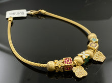 18K Bracelet Solid Gold Ladies Designer Dangling Charms with Stones B580 - Royal Dubai Jewellers