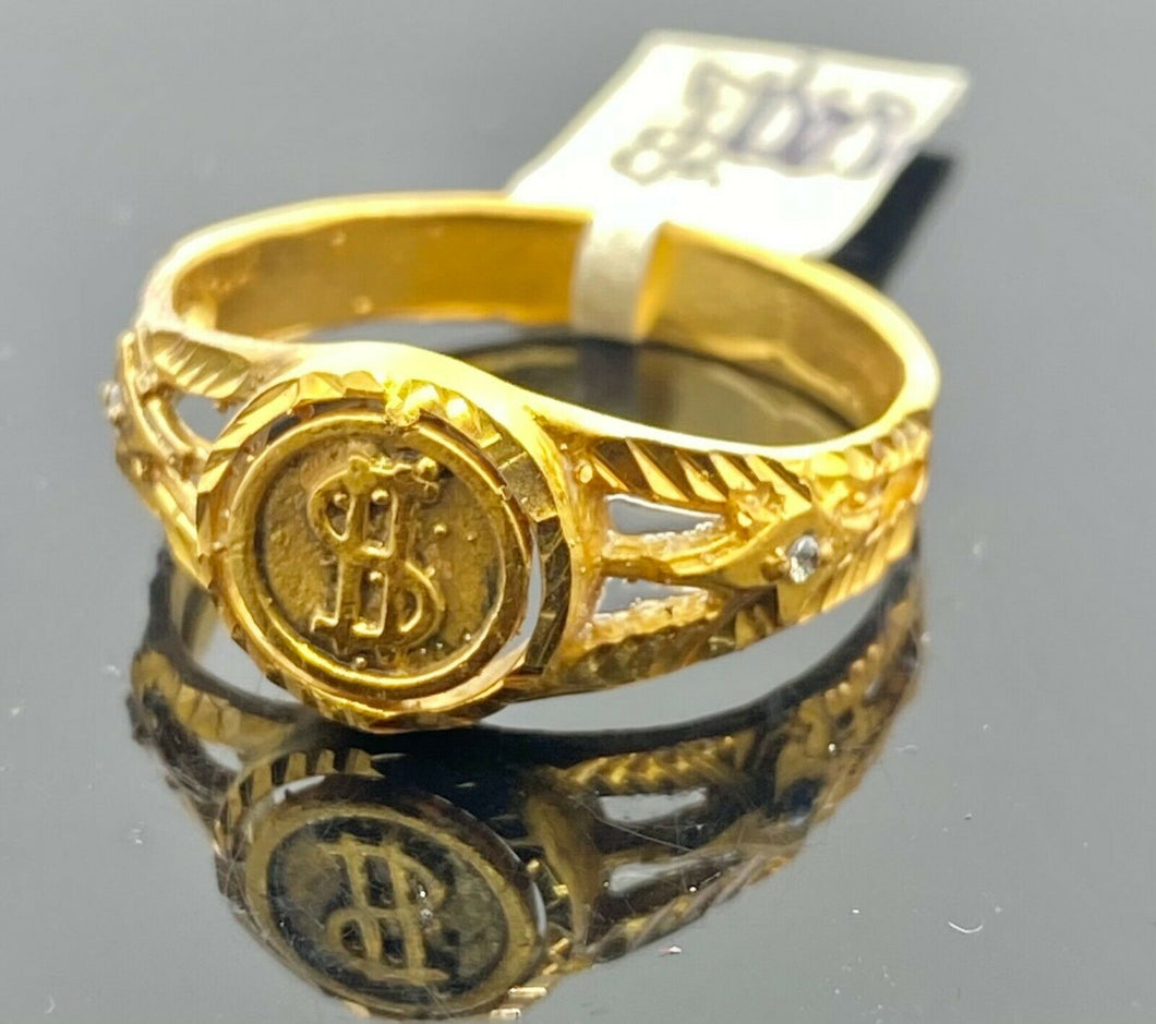22k Ring Solid Gold ELEGANT Charm Mens Money Band SIZE 11 