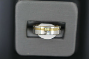 18k Solid Gold Elegant Ladies Modern Matte Finish with Zirconia Band Ring R9054m - Royal Dubai Jewellers