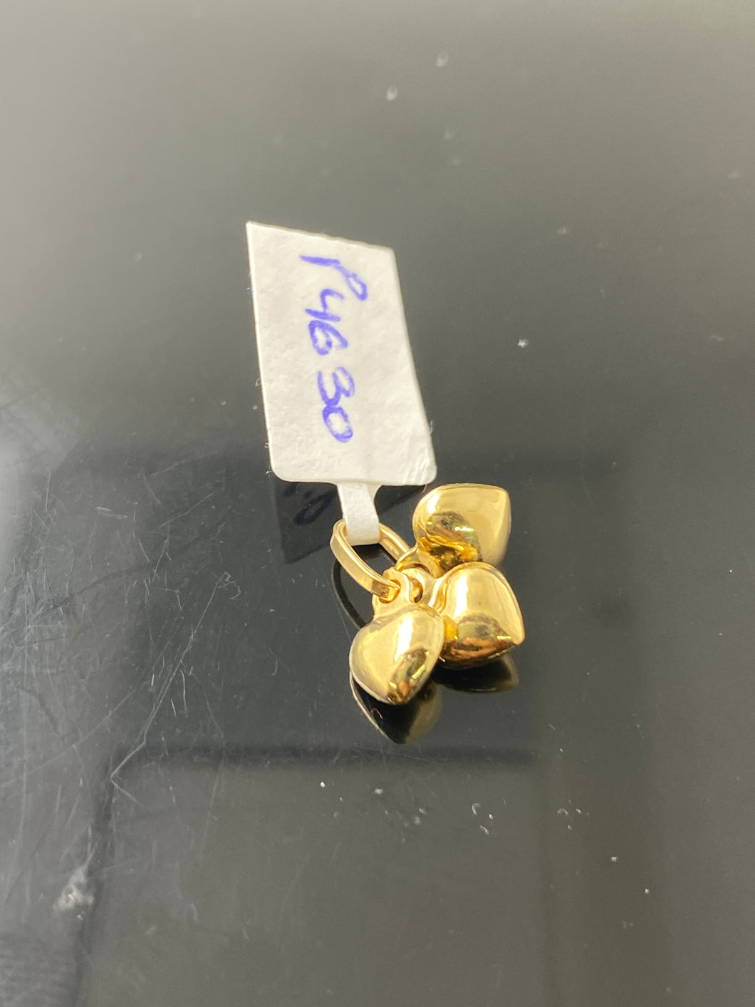 18K Solid Gold Triple Hearts Pendant P4630 - Royal Dubai Jewellers